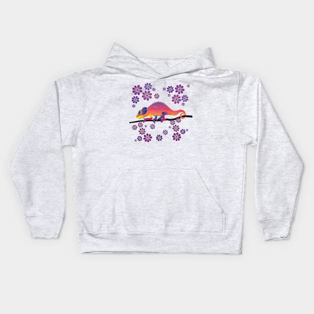 Rainbow chameleon Kids Hoodie by Bwiselizzy